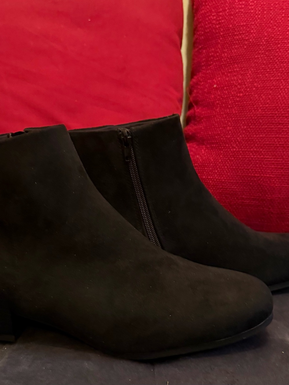 Women’s Black Suede Ankle Boots with Side Zip